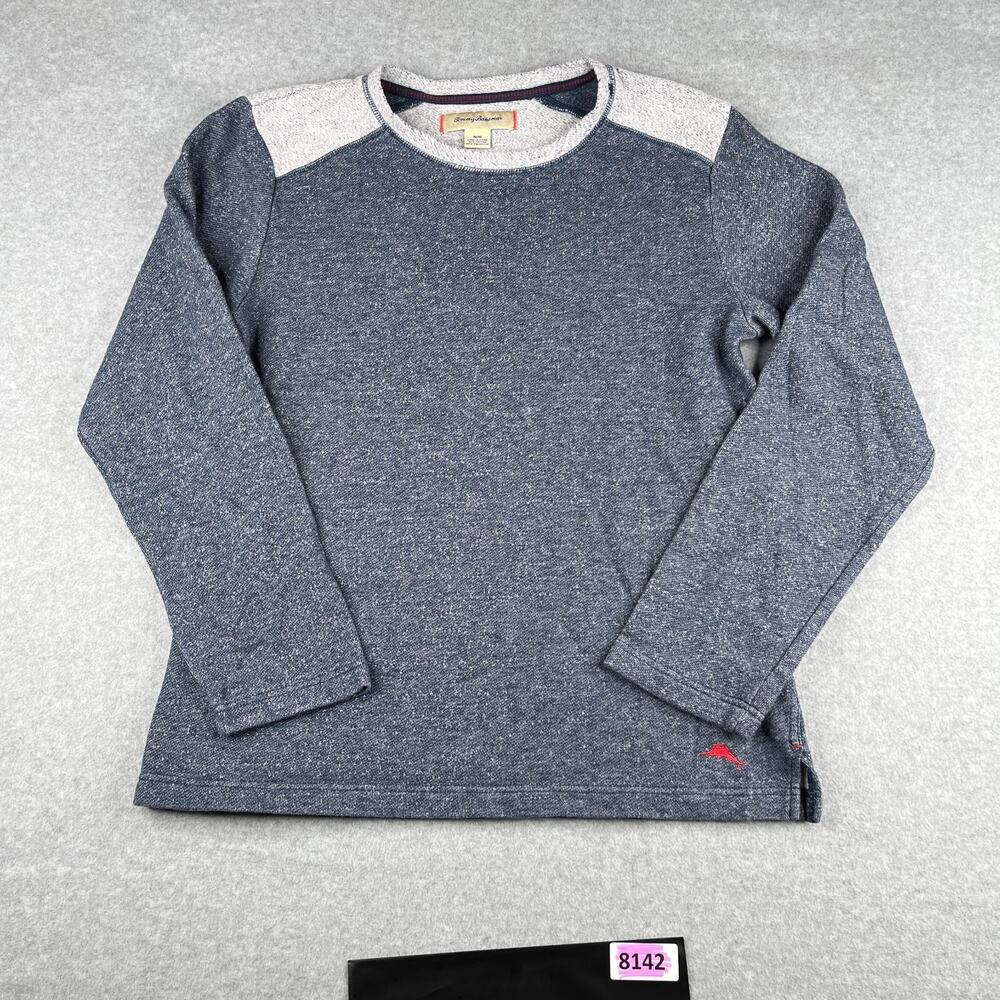 Tommy Bahama Lightweight Sweater Medium Navy Heather Long Sleeve Pullover Mens
